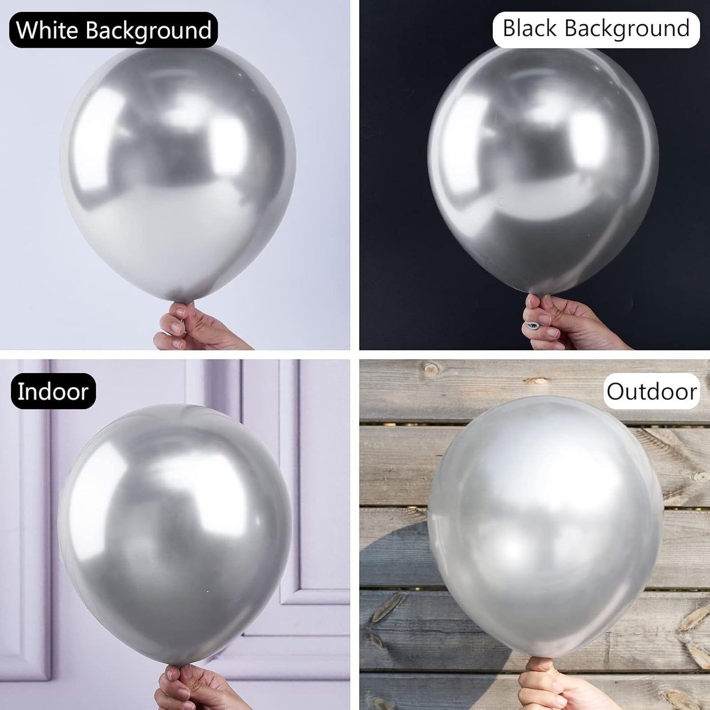 Metallic Silver Balloons, 50 Pcs 12 Inch Silver Metallic Balloons, Silver Balloons for Balloon Garland or Arch as Wedding Decorations, Birthday Decorations, Party Decorations, Silver-G102