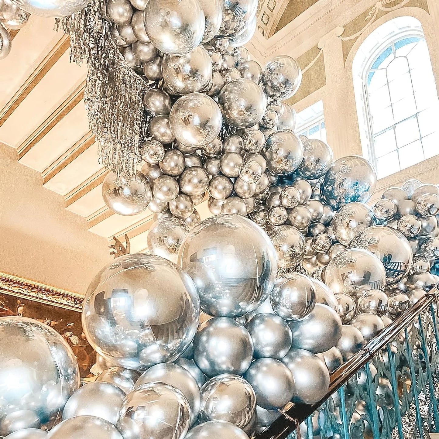 Metallic Silver Balloons, 50 Pcs 12 Inch Silver Metallic Balloons, Silver Balloons for Balloon Garland or Arch as Wedding Decorations, Birthday Decorations, Party Decorations, Silver-G102