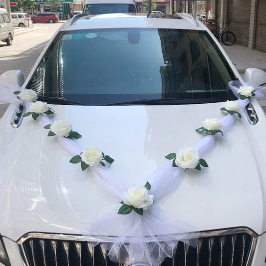 1Set Wedding Car Decoration Car Head Flower Wedding Supplies Wedding Main Wedding Car Layout Set Creative Personality