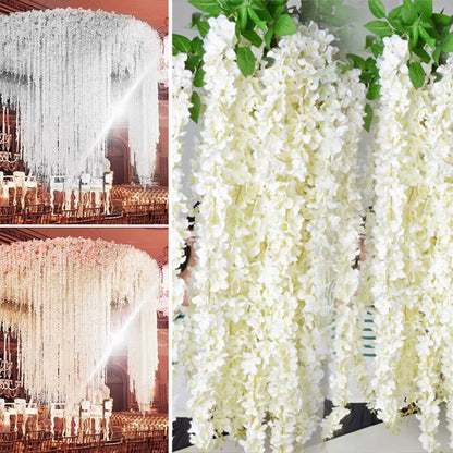 Artificial Silk Wisteria Flowers, Fake Plants, Garland, Rattan, Wedding Supplies, Home Decoration