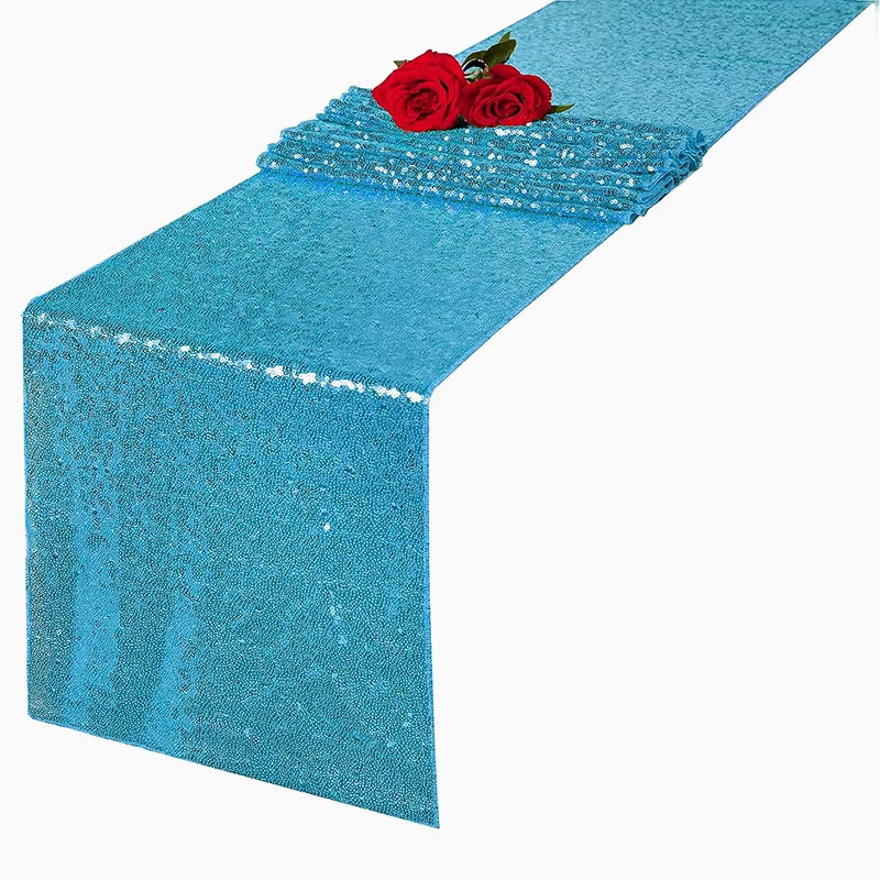 Red Sequin Table Runner for Wedding Decoration Bridal Baby Shower Thanksgiving Christmas Halloween Birthday Party Event Supplies