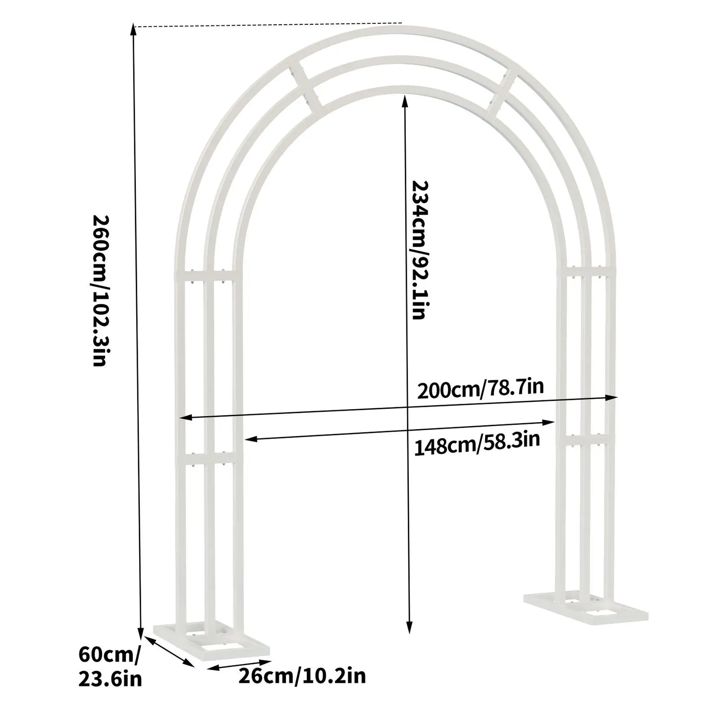 Large Metal Wedding Arch, Balloon Arch Backdrop Arch Stand for Wedding, Bridal, Garden, Yard, Indoor Outdoor Party Decoration