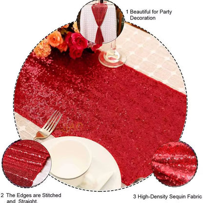 Red Sequin Table Runner for Wedding Decoration Bridal Baby Shower Thanksgiving Christmas Halloween Birthday Party Event Supplies